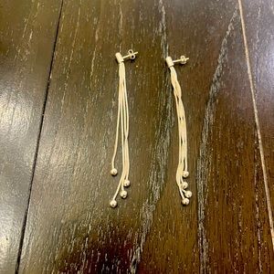 Long sterling silver w bead earrings